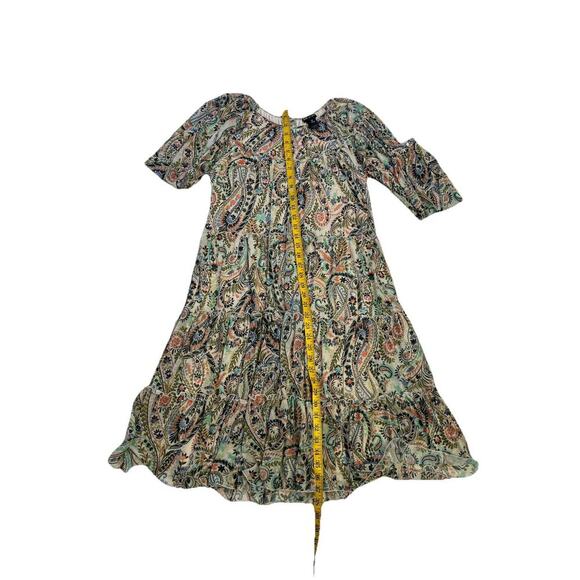 Kate and Lily Paisley Dress Tiered Round Size Long Sleeve Sz 10 Boho Fall Colors - Picture 11 of 12